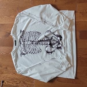 Shein white skeleton long sleeve tee medium